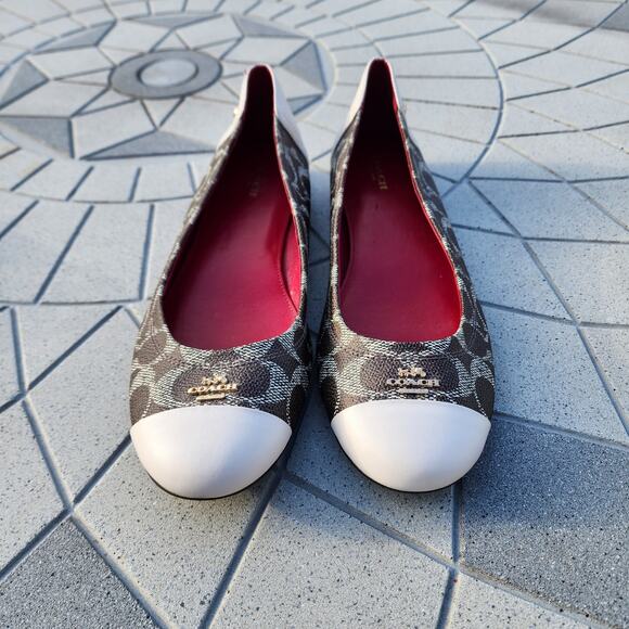 Coach Chelsea Colorblock Signature Logo Leather Ballet Flats 9.5 - Picture 4 of 11